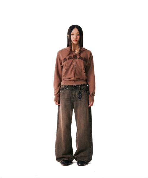 Multi Studded Denim Pants (Brown)