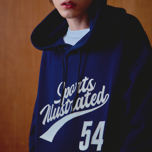 BASKETBALL CURSIVE LOGO HOODIE SHIRT (DARK NAVY)