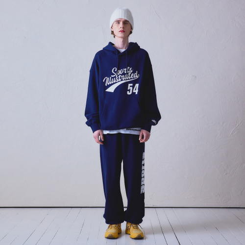 BASKETBALL CURSIVE LOGO HOODIE SHIRT (DARK NAVY)