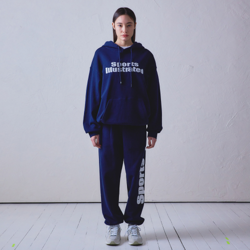 BASKETBALL STACKED LOGO HOODIE SHIRT (DARK NAVY)