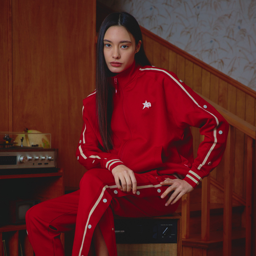 BASKETBALL SIDE BUTTON TRACK TOP (RED)