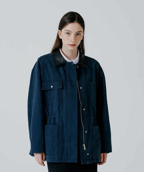 Охотничья куртка с кожаным воротником Navy
