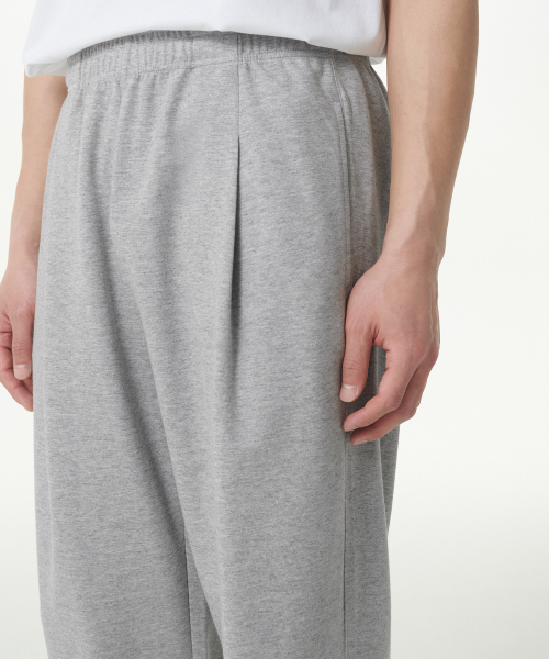[Cooltandard] One Pleat Wide Lounge Sweat Pants [Medium Gray] thumbnail 5