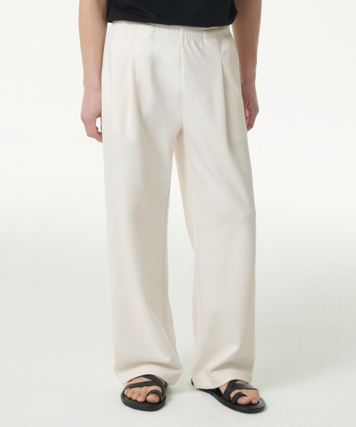 COOLTANDARD ONE TUCK WIDE LOUNGE SWEAT PANTS [CREAM]