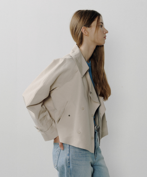 DOUBLE BUTTON TRENCH COAT_LIGHT BEIGE