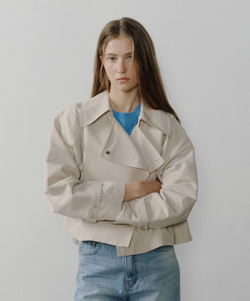 DOUBLE BUTTON TRENCH COAT_LIGHT BEIGE