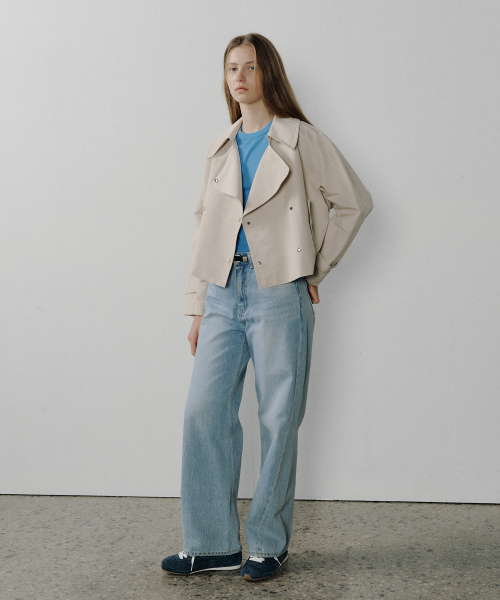 DOUBLE BUTTON TRENCH COAT_LIGHT BEIGE
