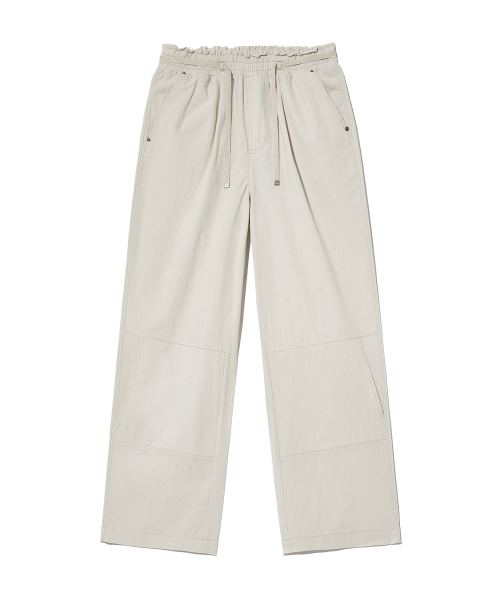 Linen Cotton Waist Band Wide Pants P17