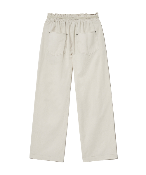 Linen Cotton Waist Band Wide Pants P17