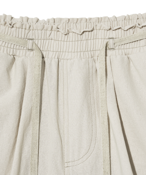 Linen Cotton Waist Band Wide Pants P17