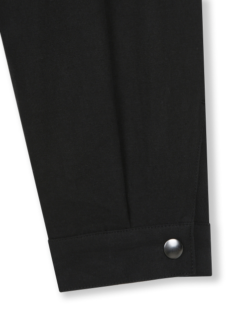 STAND COLLAR LINEN JACKET BLACK