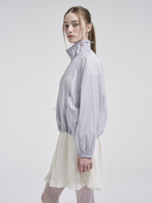 Volume Pocket Wind Jumper, Greyish Blue