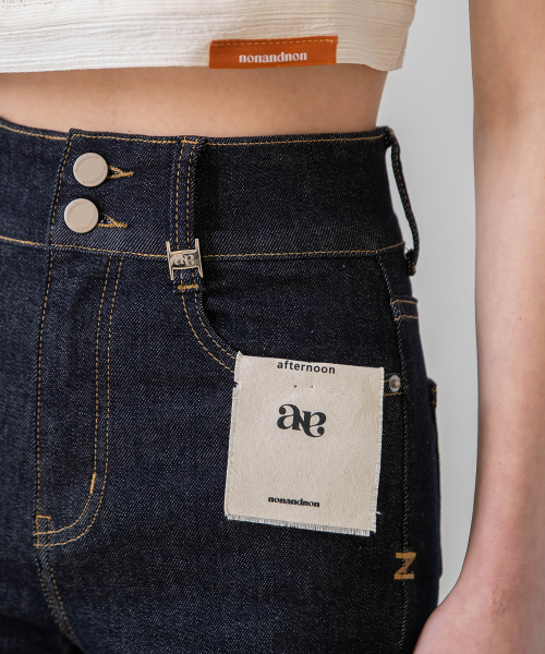 High-Waist Two Buttons Denim Pants_NSDP444 (Deepblue)