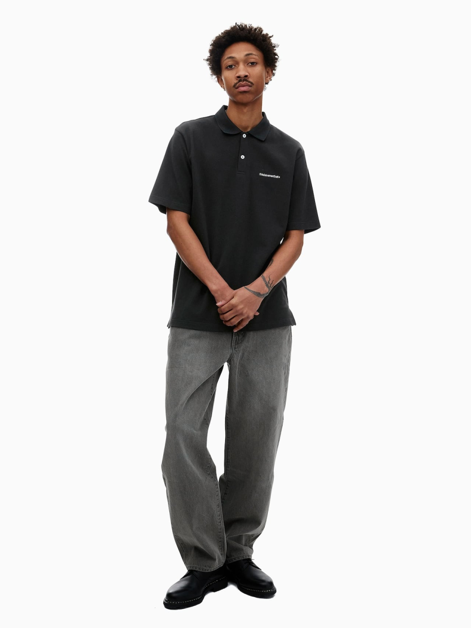 MUSINSA | thisisneverthat® (SS24) T-Logo S/S Jersey Polo - Black