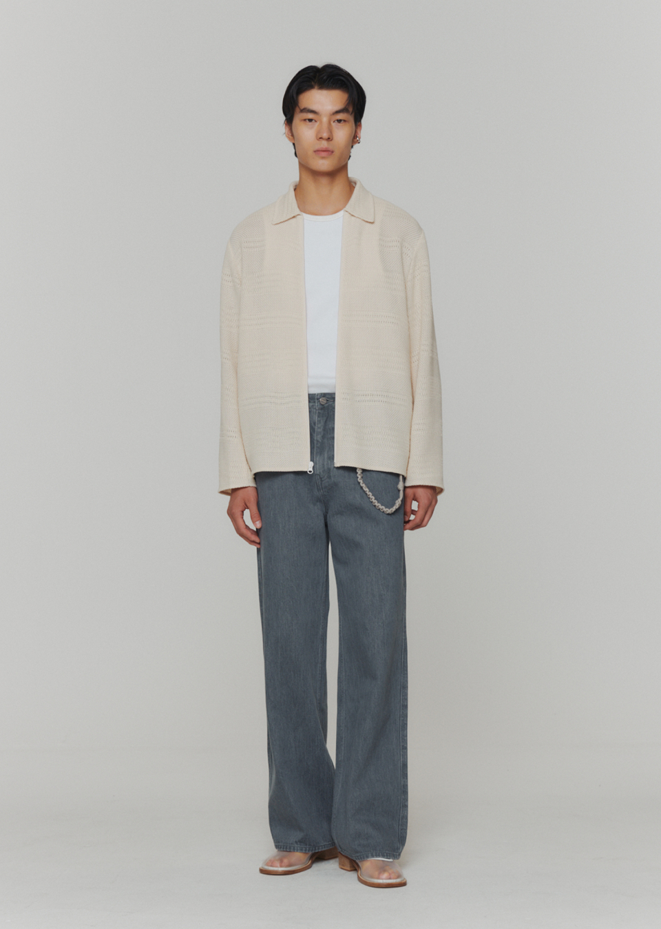 MUSINSA | AMOMENTO CROCHET ZIP UP SHIRTS