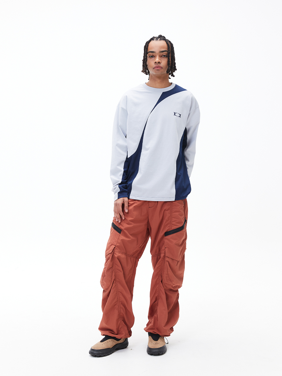 크리틱(CRITIC) INCISION MESH LONG SLEEVE T-SHIRTS LIGHT GREY