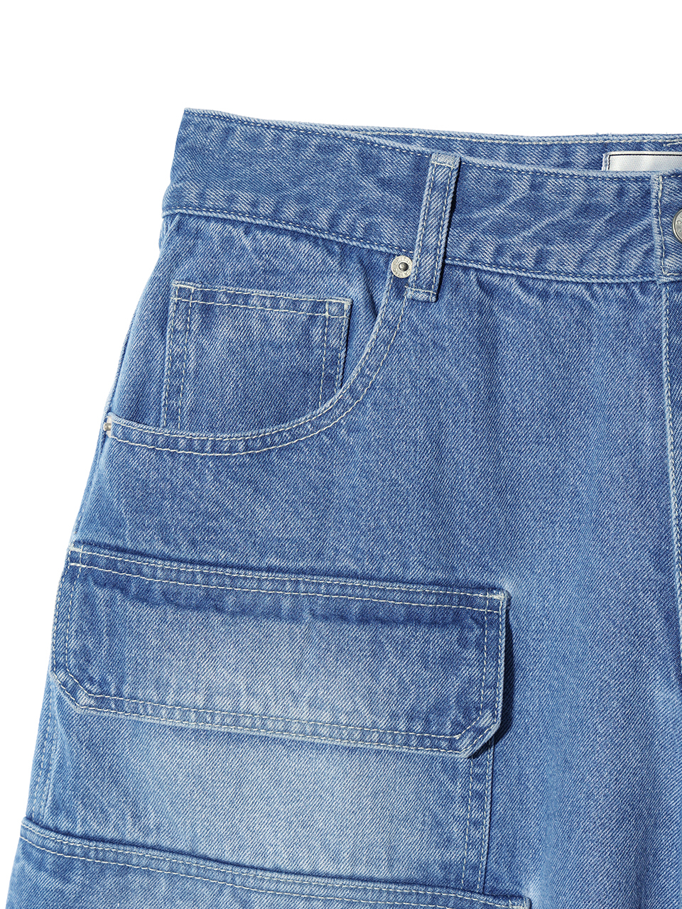 MUSINSA | CRITIC BIG CARGO DENIM BERMUDA PANTS LIGHT INDIGO