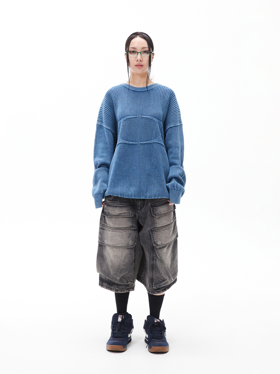 MUSINSA | CRITIC BIG CARGO DENIM BERMUDA PANTS DARK INDIGO