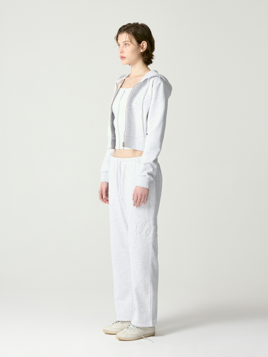MUSINSA | GLOWNY JORDAN CROP ZIP-UP HOODIE (MELANGE GRAY)