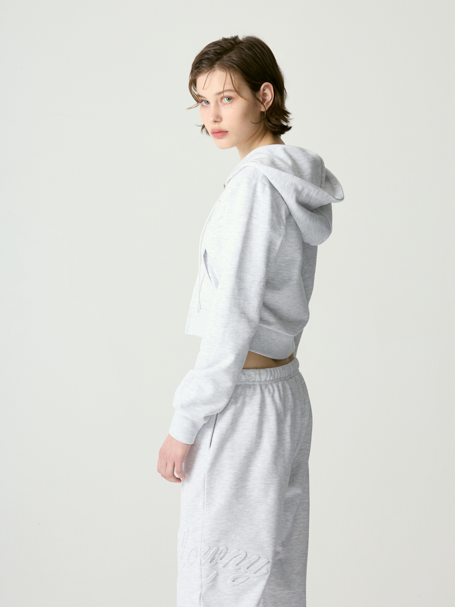 【新品未使用】muguet loose logo sweat gray MUSINSA | GLOWNY JORDAN CROP ZIP-UP HOODIE (MELANGE GRAY)
