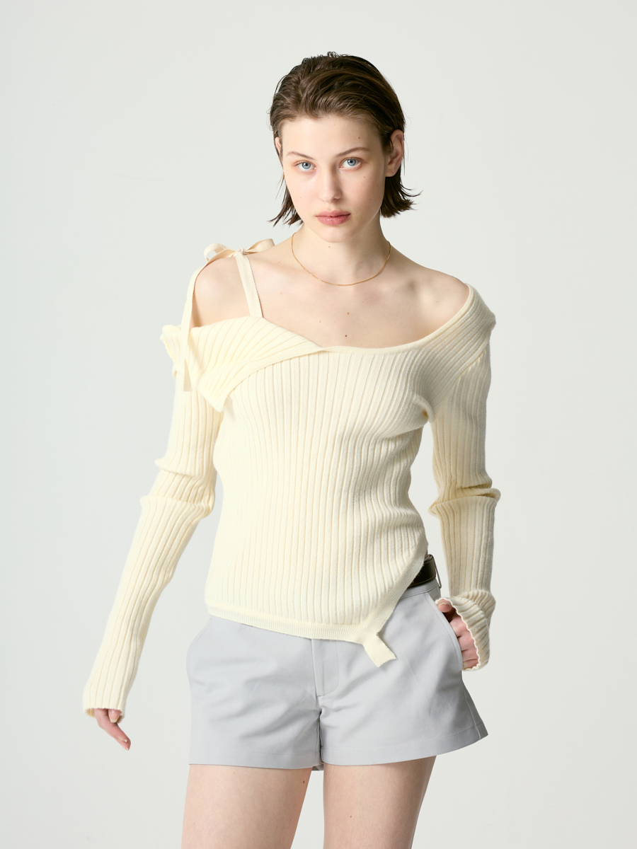 ァッション人気ブランドランキング ISA GLOWNY | MUSINSA ASYMMETRICAL (CREAM) TOP KNIT トップス