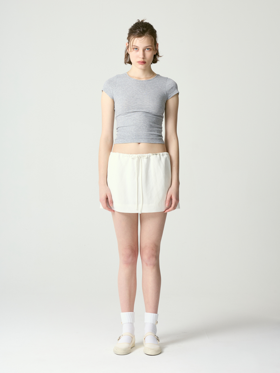 MUSINSA公式 | GLOWNY FLOW LINEN MINI SKIRT (WHITE)