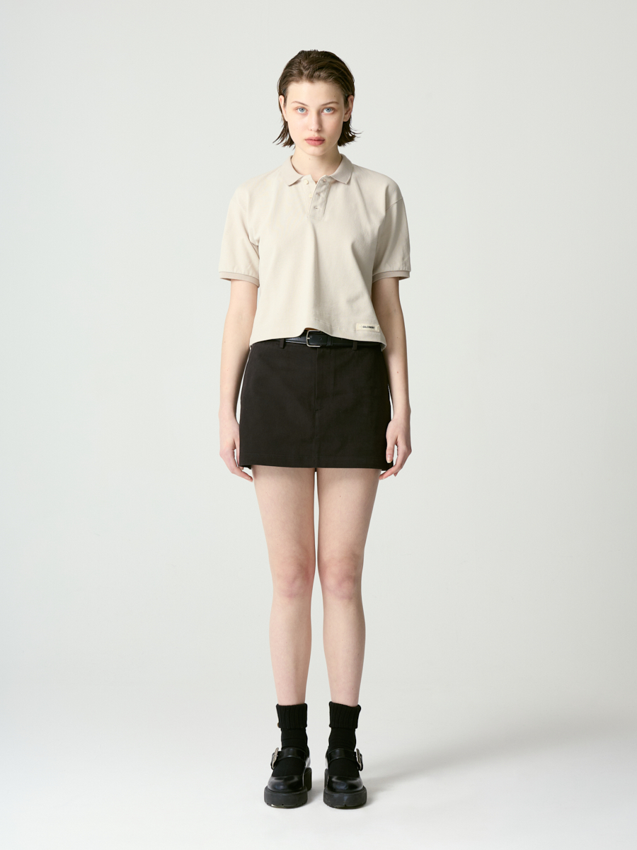 MUSINSA | GLOWNY OXFORD COTTON MINI SKIRT (BLACK)