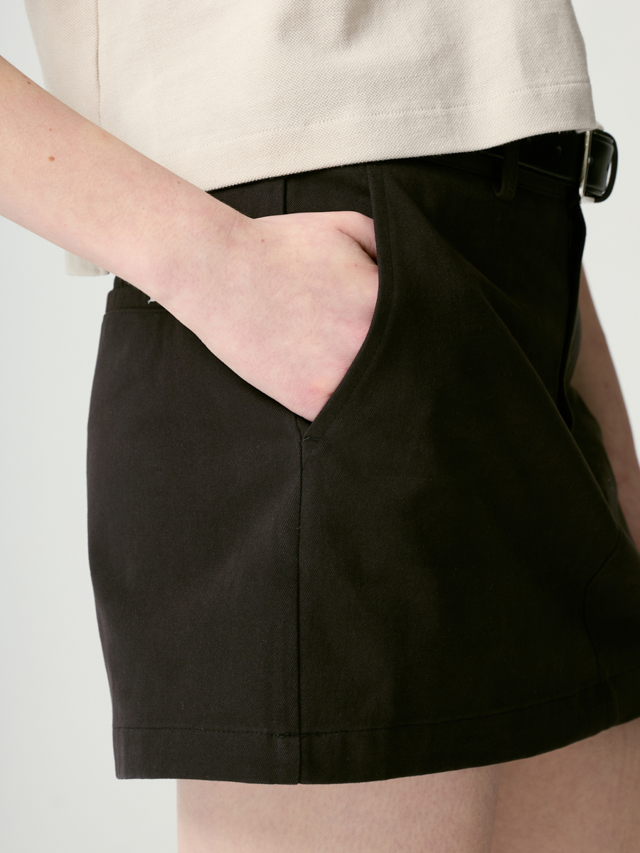 MUSINSA | GLOWNY OXFORD COTTON MINI SKIRT (BLACK)