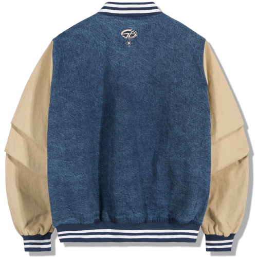 over patch джинсовая varsity куртка - бежевый