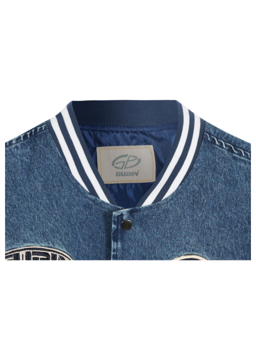 over patch джинсовая varsity куртка - бежевый