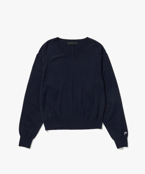 v-neck reverse detail трикотаж темно-синий