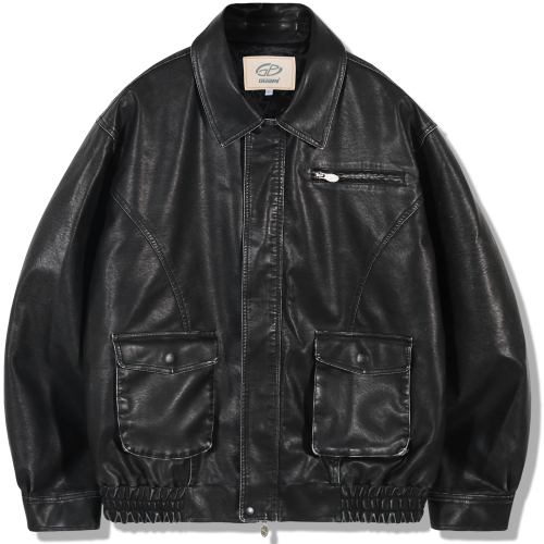 vegan leather pocket blouson - черный