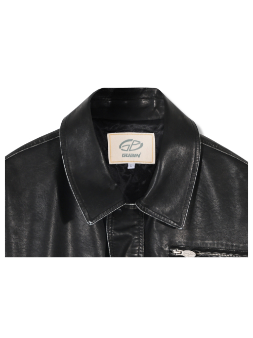 vegan leather pocket blouson - черный