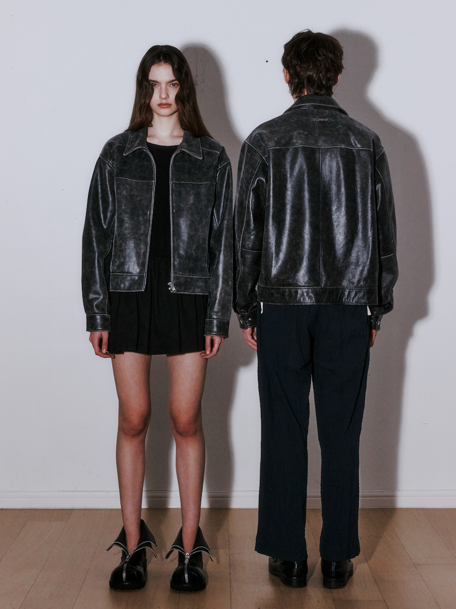 MUSINSA | GLOWNY FADE LEATHER JACKET - REGULAR (BLACK)