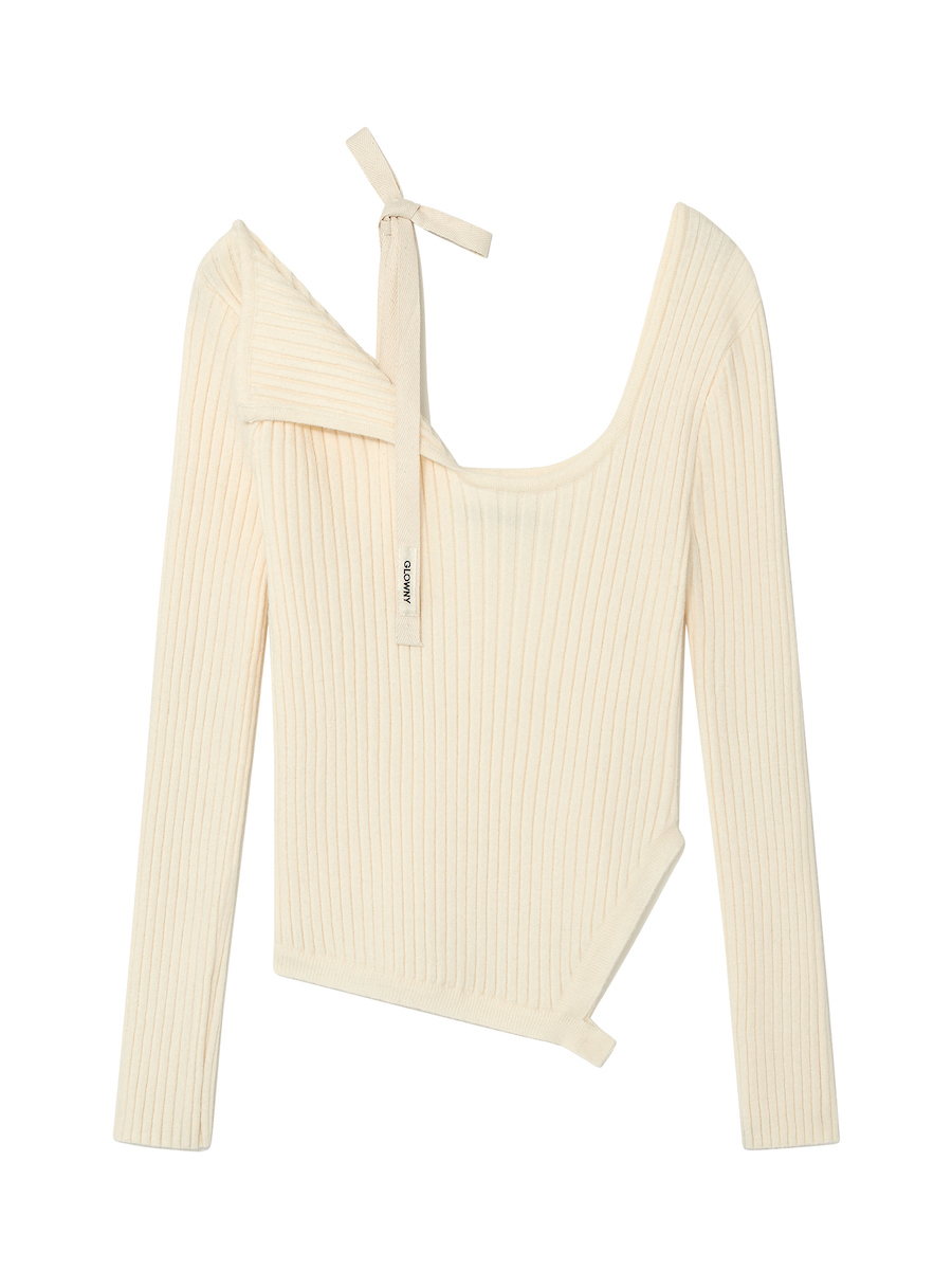 GLOWNY ISA ASYMMETRICAL KNIT TOP ブラック GLOWNY ISA ASYMMETRICAL KNIT TOP (GRAY) – SeoulSeoul