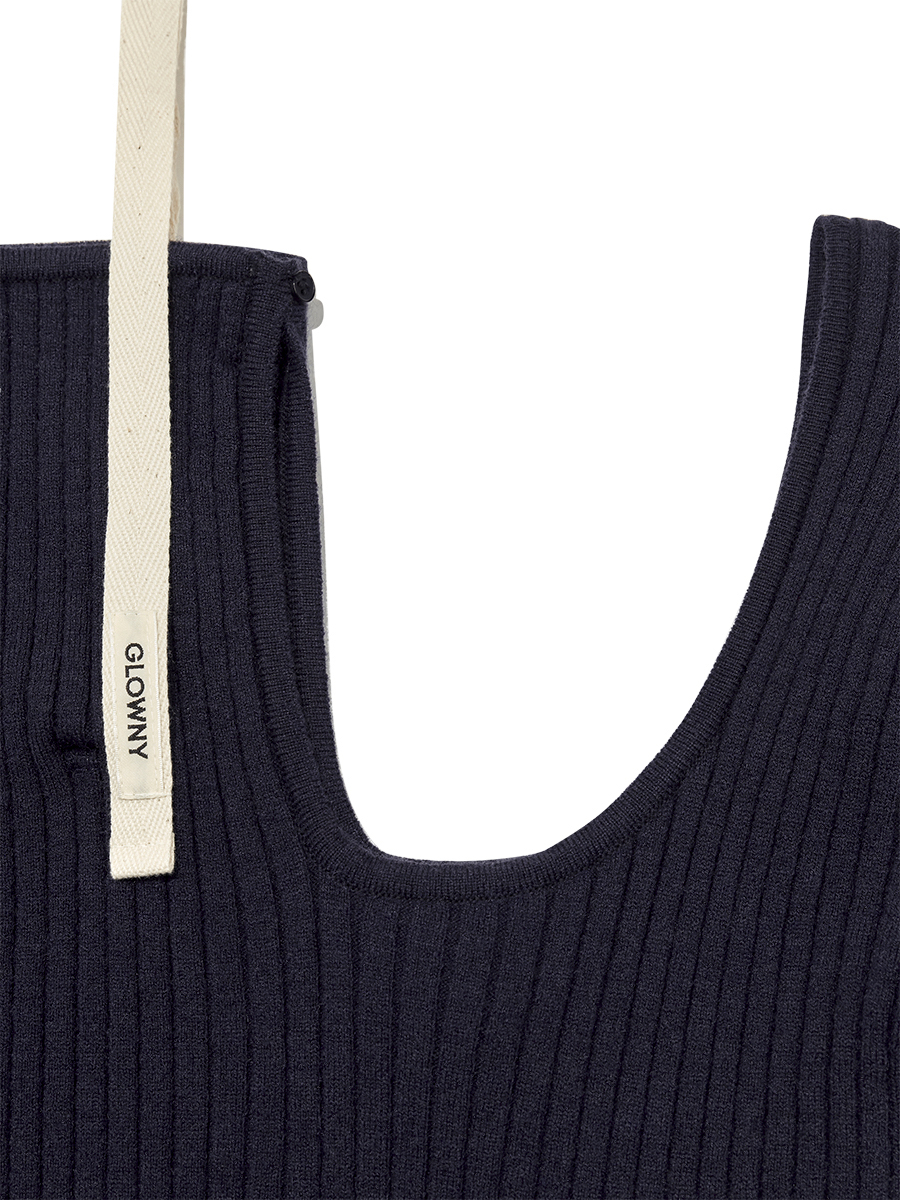 【GLOWNY】★送料・関税込★24SS ISA ASYMMETRICAL ニットトップ GLOWNY ISA ASYMMETRICAL KNIT TOP (BLUE BELL) – SeoulSeoul