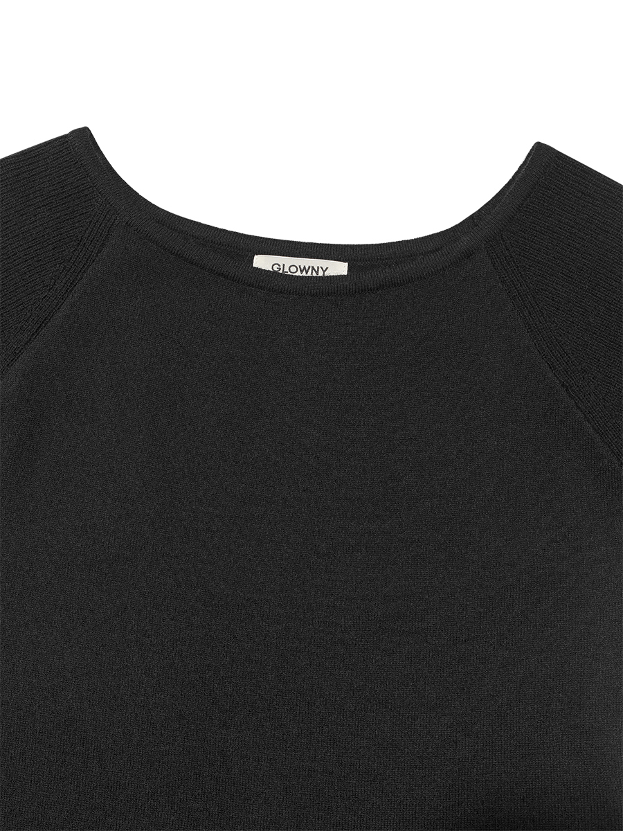トップス GLOWNY BOW SLIT KNIT TOP BLACK MUSINSA公式 | GLOWNY BOW SLIT KNIT TOP (BLACK)