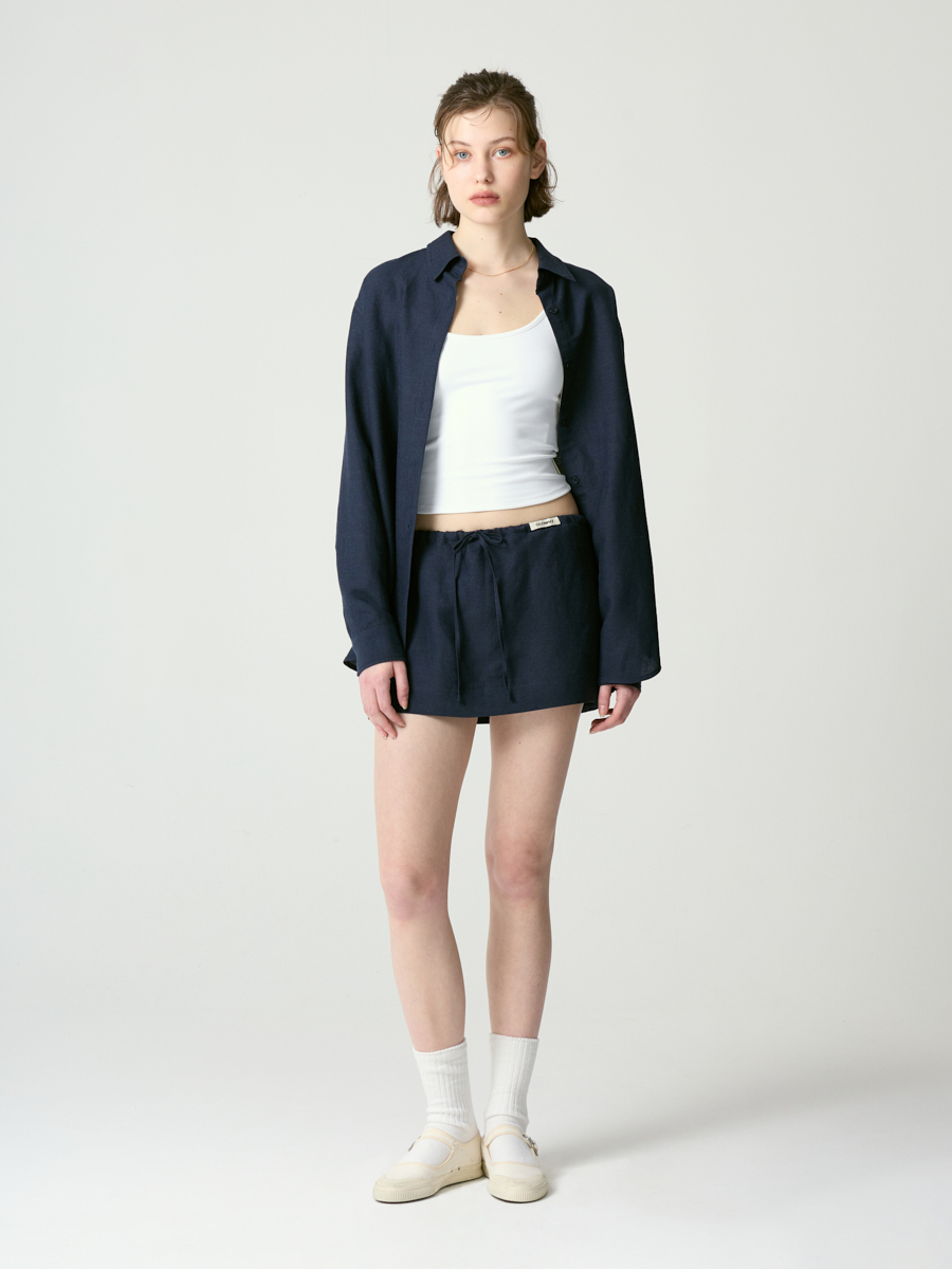 ◆GLOWNY◆ UNIFORM SHIRT MINI SKIRT NAVY GY24ASH001NA Women's Mini skirt in denim | Blue | Diesel