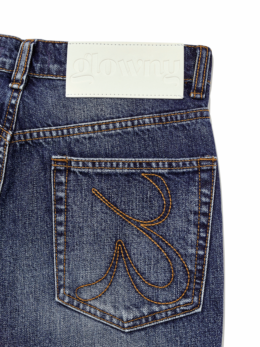 글로니(GLOWNY) BELL HIGH RISE BOOTS CUT DENIM JEANS (BLUE