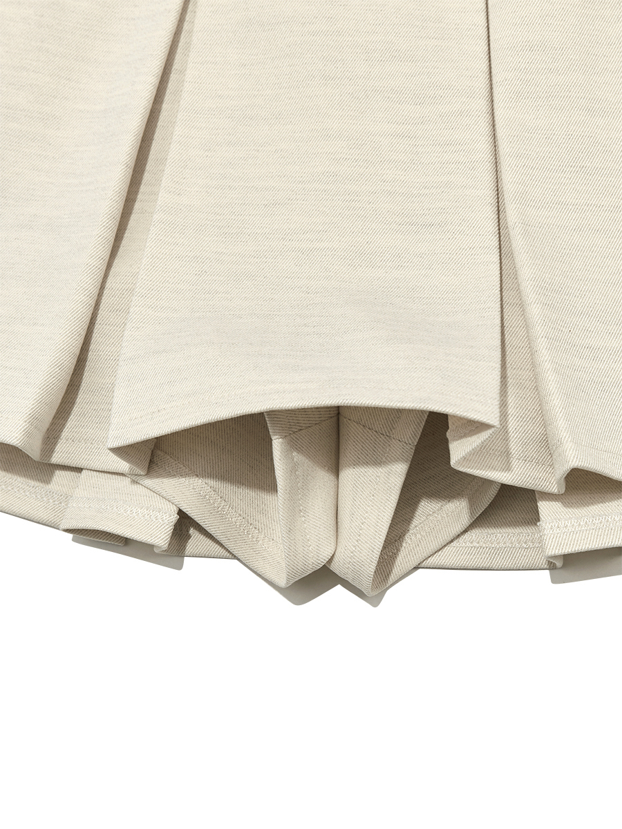 MUSINSA | GLOWNY IVY PLEATED MINI SKIRT (OATMEAL)