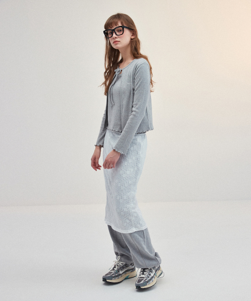 Кардиган с перфорацией и бантом [Grey]