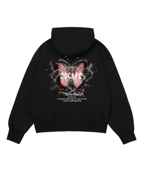 Худи на двух молниях THORNBUSH с бабочкой, Black