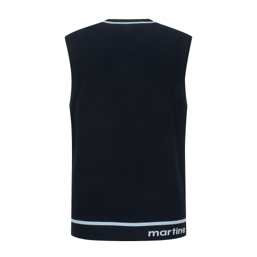 Pique V Neck Vest_Navy (Men)