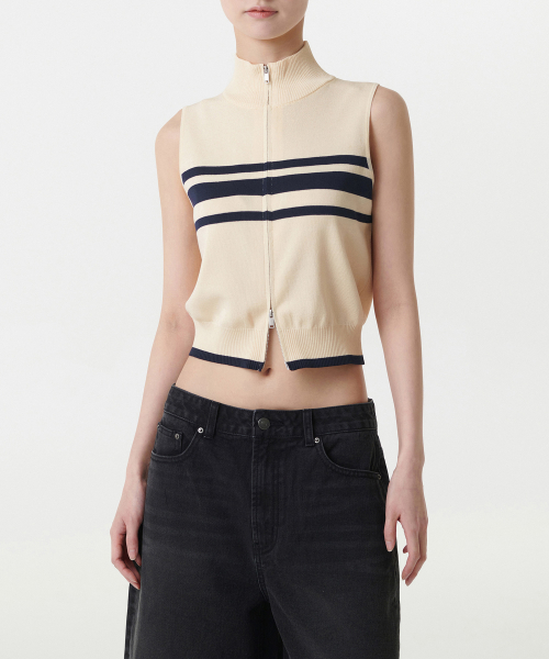 Женский трикотажный спортивный жилет на молнии [Light Beige]