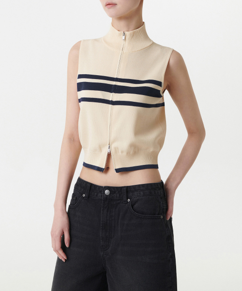 Женский трикотажный спортивный жилет на молнии [Light Beige]