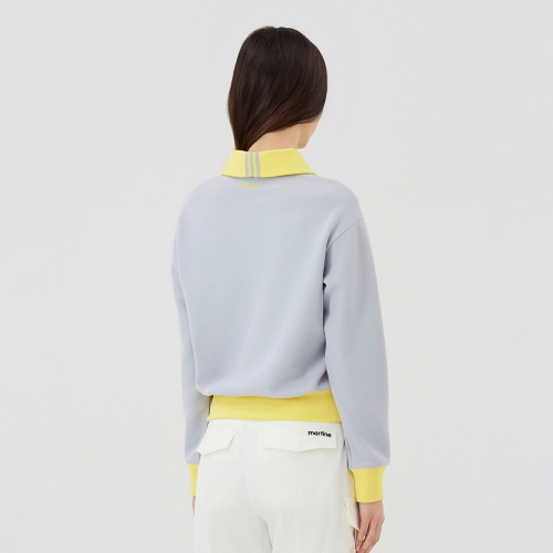 knit collar Half zip-up Shirts_M/Grey