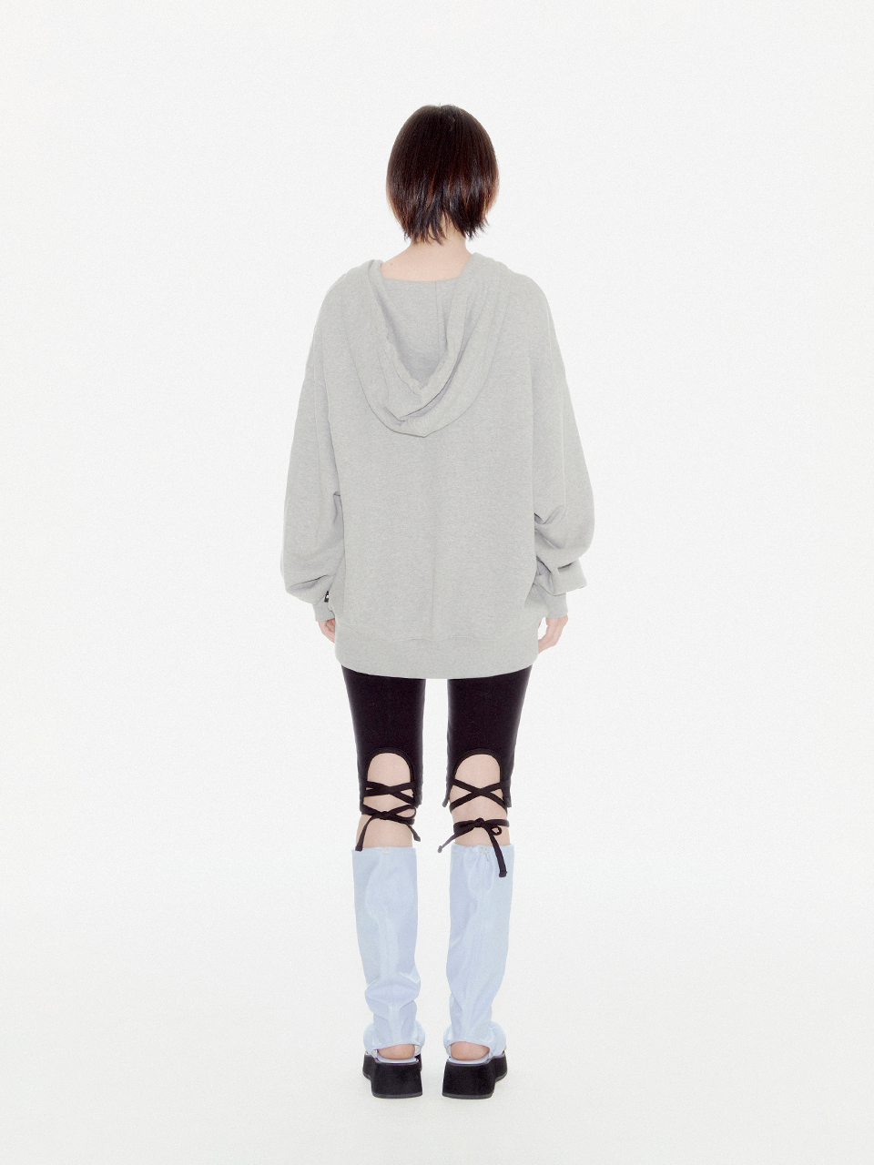 MUSINSA | YOUHEE YOUHEE RIBBON HOOD ZIP-UP MELANGE GRAY