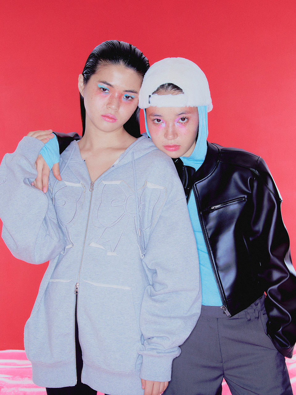 MUSINSA | YOUHEE YOUHEE RIBBON HOOD ZIP-UP MELANGE GRAY