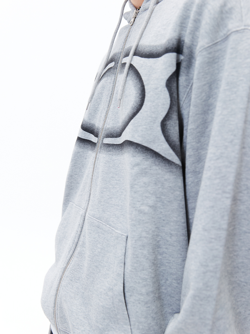 MUSINSA | CRITIC WORMHOLE LOGO HOODIE ZIP-UP MELANGE GRAY