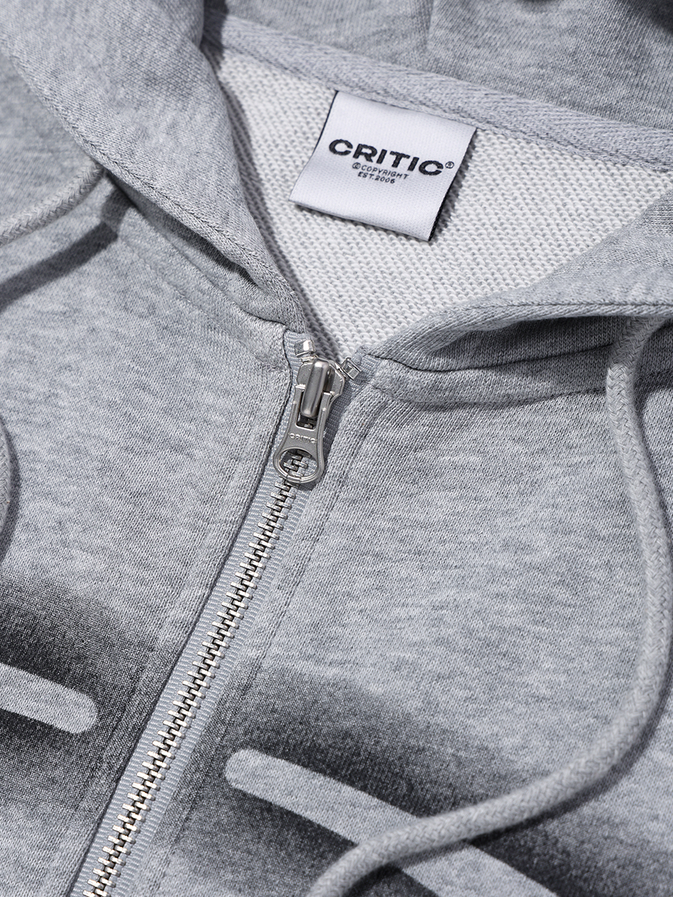 MUSINSA | CRITIC WORMHOLE LOGO HOODIE ZIP-UP MELANGE GRAY
